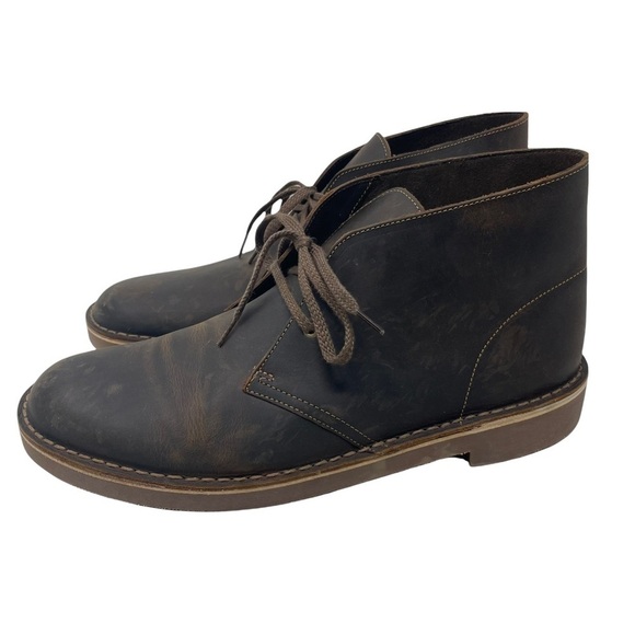 Clarks Bushacre 2 Brown Leather‎ Beeswax Ankle Chukka Casual Boots Size 12